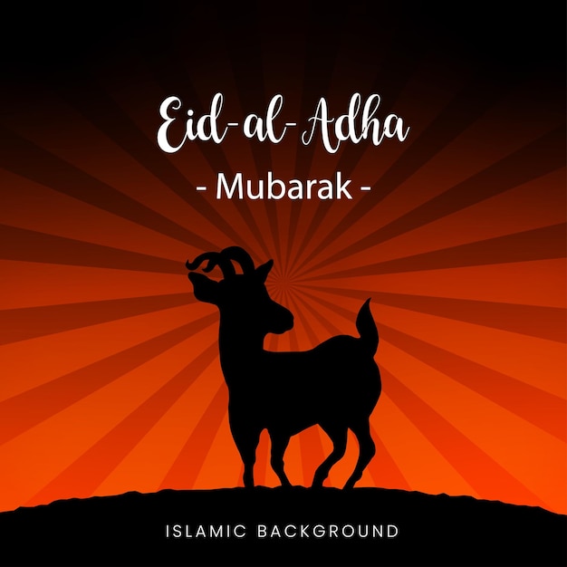 Kostenloser Vektor happy eid al adha grüße orange schwarzer hintergrund islamische social media banner free vector