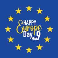 Kostenloser Vektor happy europe day vector design für banner oder poster