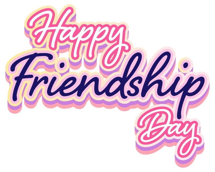 Kostenlose Vektor happy friendship day schriftzug logo