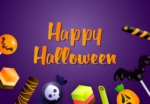 Happy Halloween Banner mit Süßigkeiten