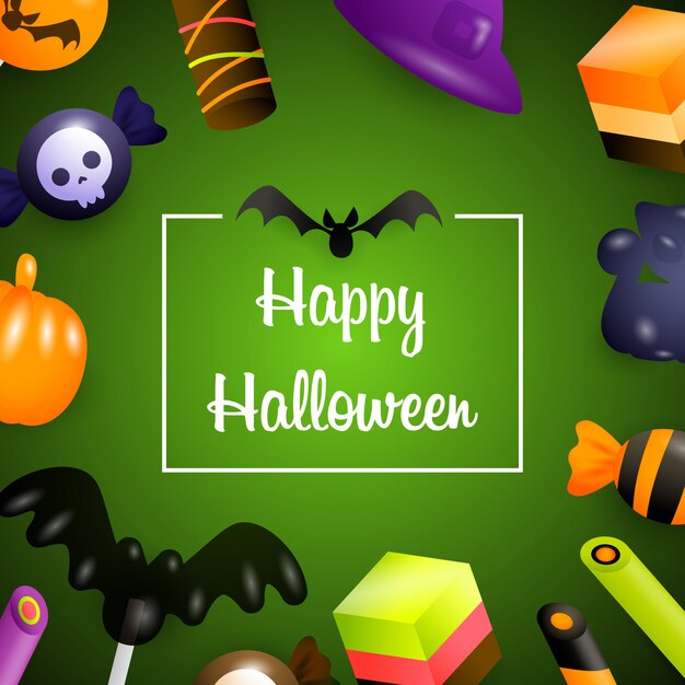 Happy Halloween mit Süßigkeiten und Bonbons