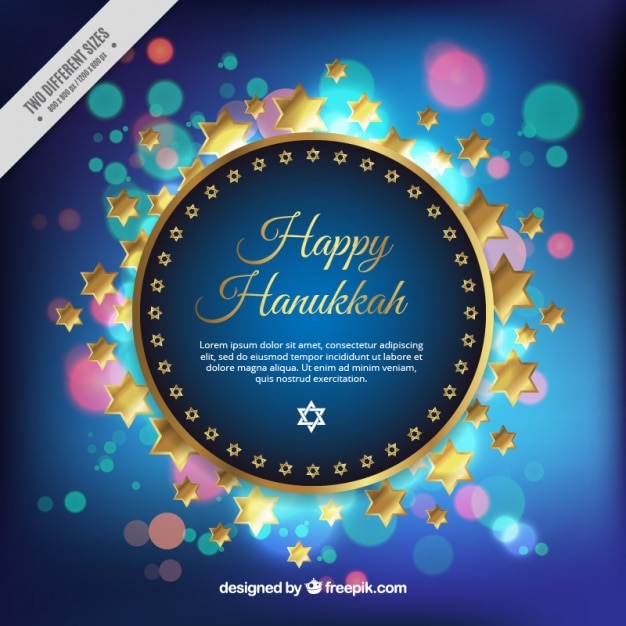 Happy hanukkah hintergrund mit goldenen sternen Premium Vektoren