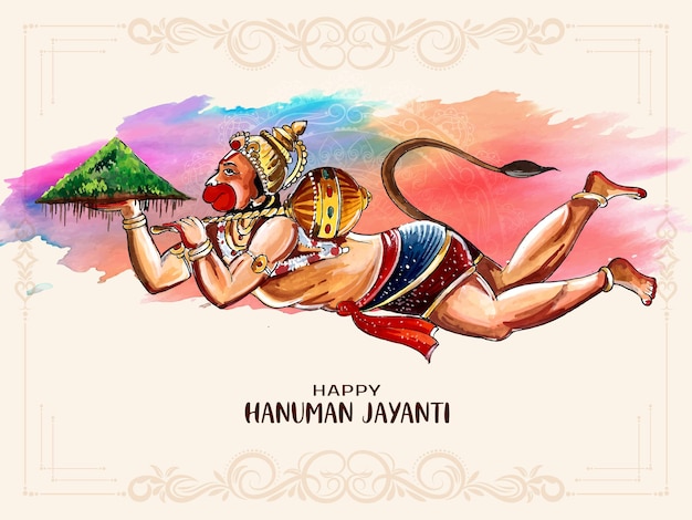 Kostenloser Vektor happy hanuman jayanti festival feier hintergrunddesign