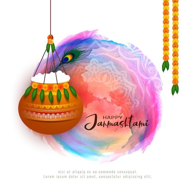 Happy krishna janmashtami traditionelles festival hintergrunddesign