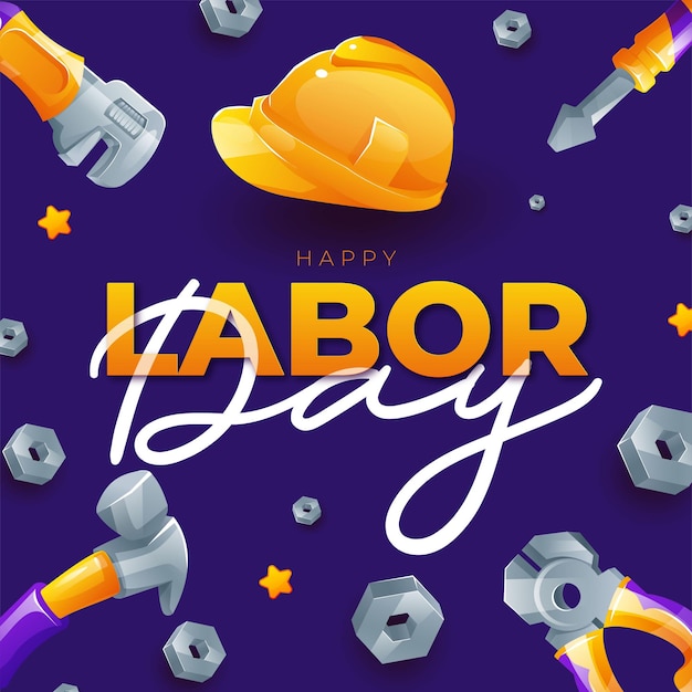 Kostenloser Vektor happy labor day banner design-vorlage vektor-illustration