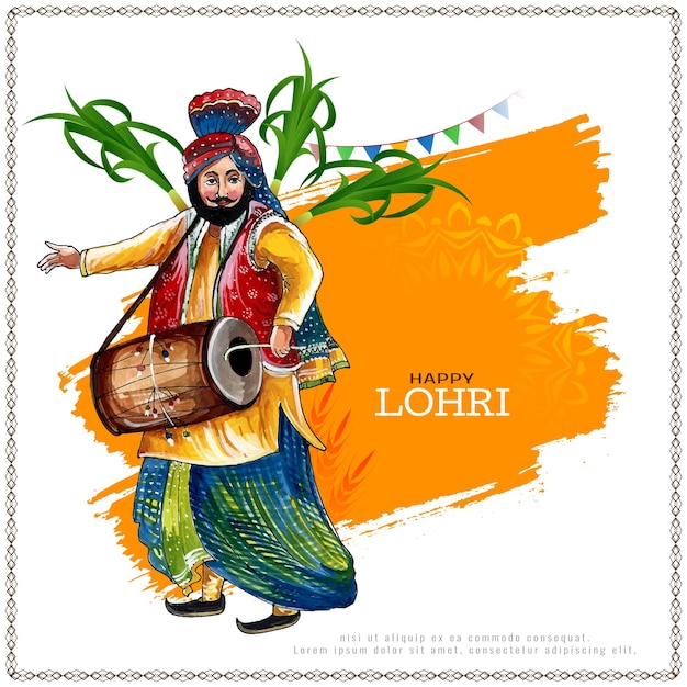 Happy lohri indian cultural festival hintergrunddesign