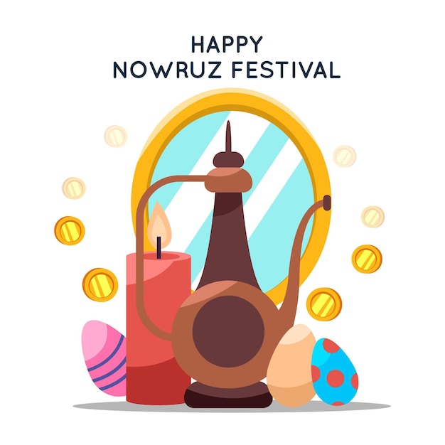 Happy nowruz event flaches design