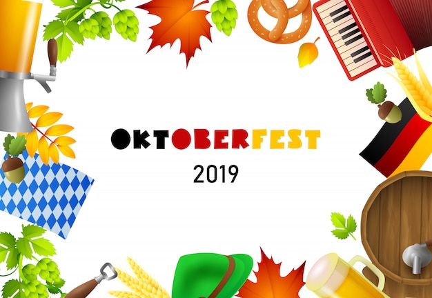 Happy Oktoberfest Schriftzug und Fest Elemente