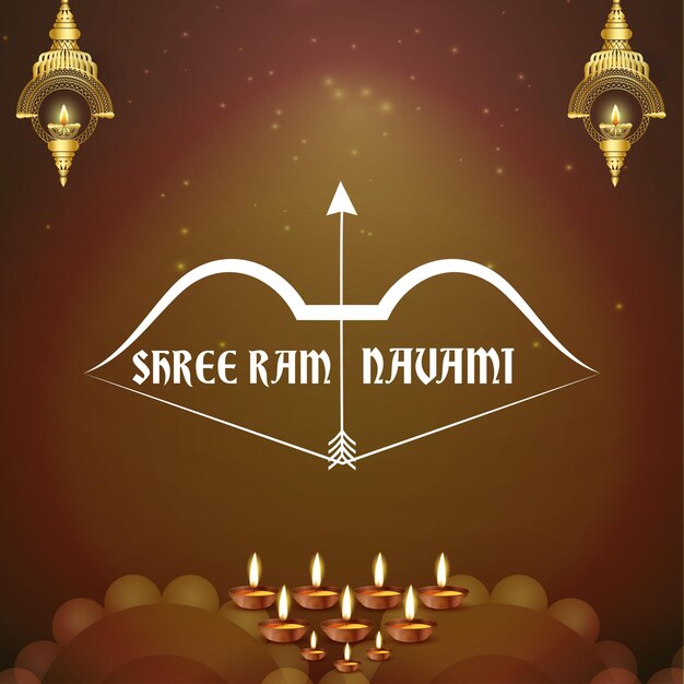 Happy Ram Navami Grüße Braun Weißer Hintergrund Indischer Hinduismus Festival Social Media Banner Free Vector