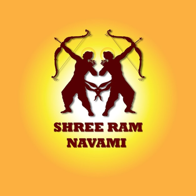 Happy ram navami grüße orange gelb brauner hintergrund indischer hinduismus festival social media banner free vector