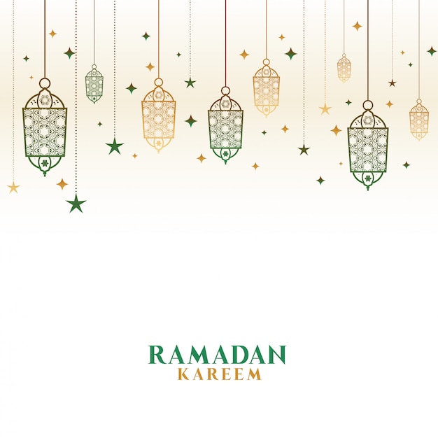 Kostenloser Vektor happy ramadan kareem dekorative islamische lampen hintergrund