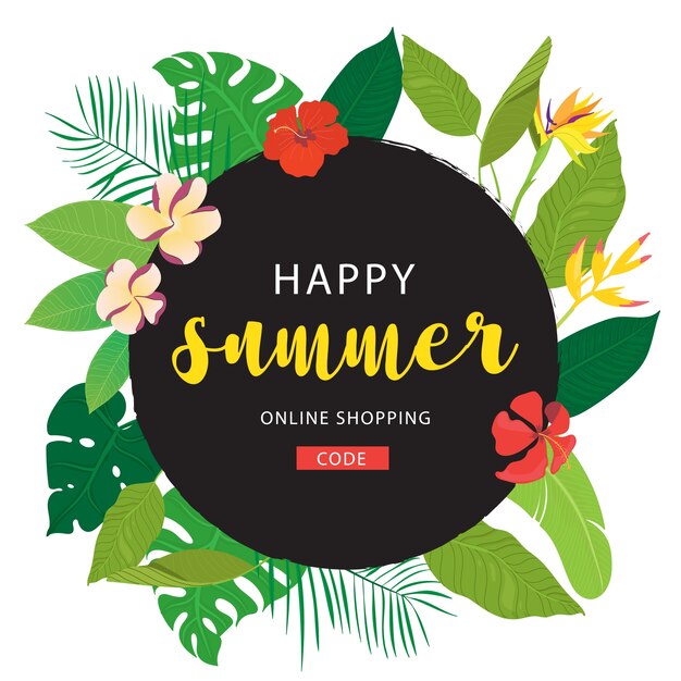 Happy Sommer Hintergrund mit Palmen Blätter