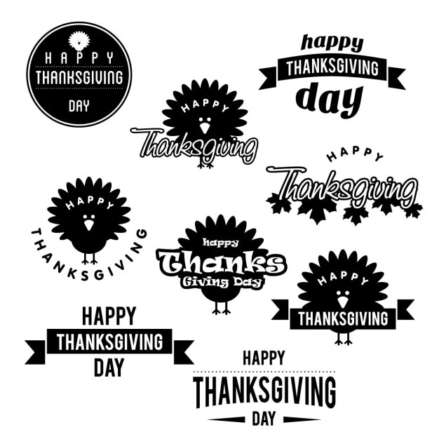 Kostenloser Vektor happy thanksgiving day label-set