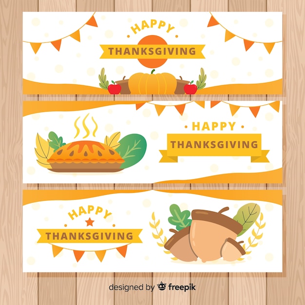 Happy thanksgiving tag banner-set