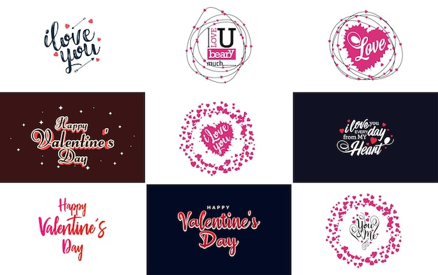 Happy valentine's day grußkartenvorlage mit einem floralen thema und einem roten und rosa farbschema