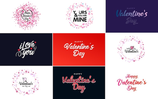 Kostenloser Vektor happy valentine's day grußkartenvorlage mit einem romantischen thema und einem roten farbschema