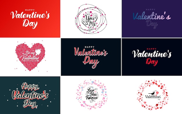 Kostenloser Vektor happy valentine's day grußkartenvorlage mit einem romantischen thema und einem roten farbschema
