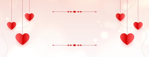 Happy Valentines Day hängende Herzen Banner mit Textraum