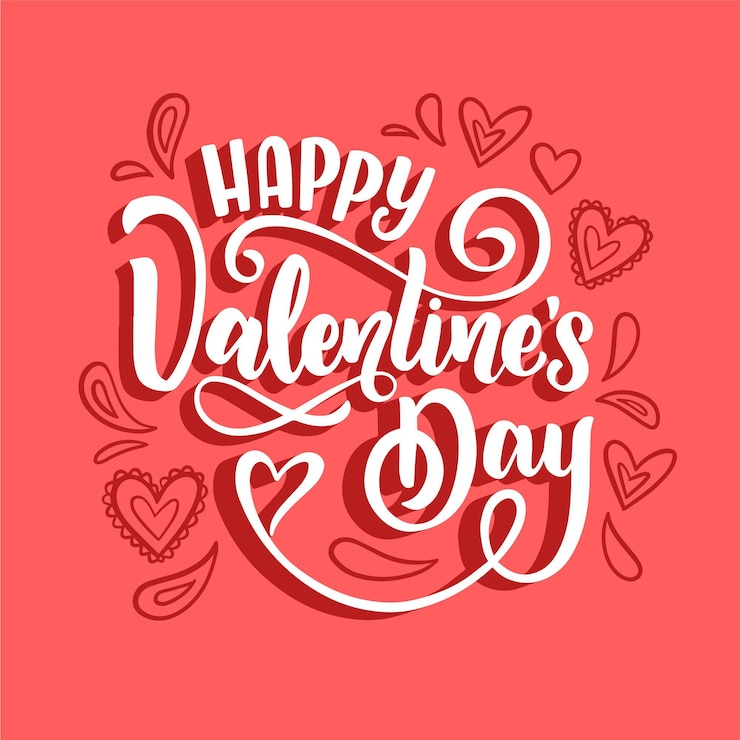 Kostenlose Vektor happy valentinstag schriftzug