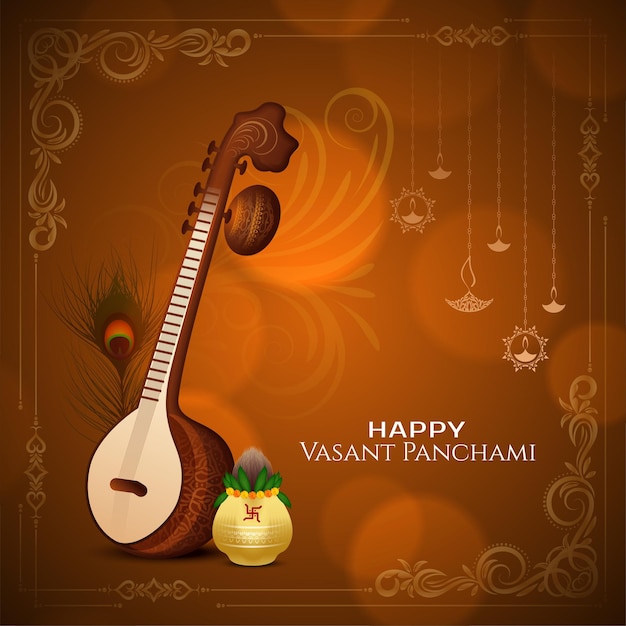 Happy vasant panchami festival hintergrunddesign