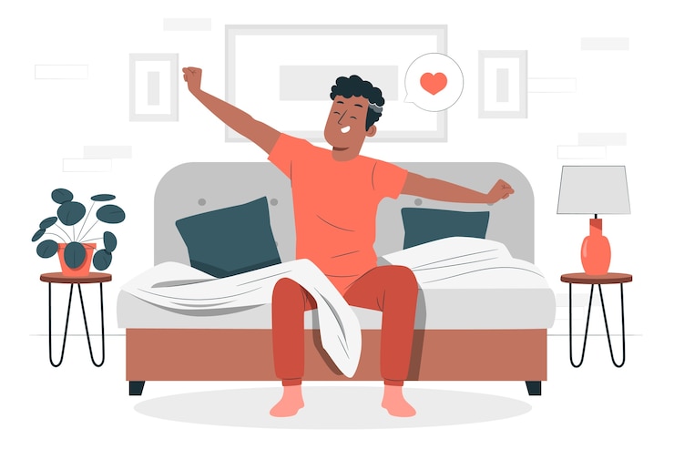 Kostenlose Vektor happy wake-up-konzept-illustration