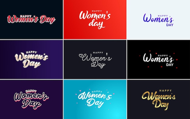 Kostenloser Vektor happy women's day grußkartenvorlage mit handlettering text design kreative typografie geeignet für feiertagsgrüße vektorillustration