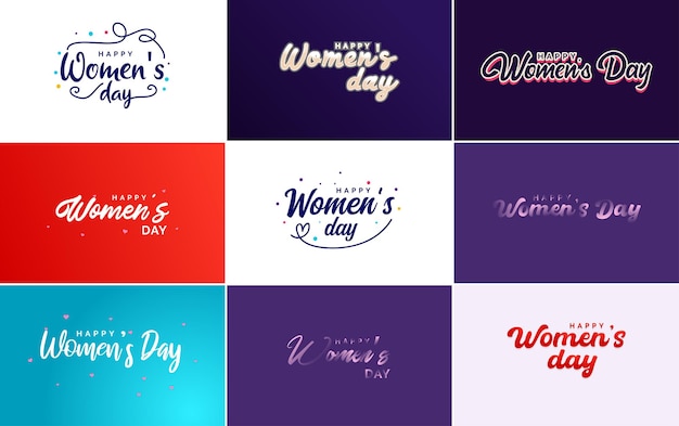 Happy women's day grußkartenvorlage mit handlettering text design kreative typografie geeignet für feiertagsgrüße vektorillustration