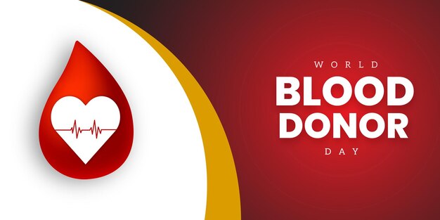 Happy World Blood Donor Day Rot Weiß Gelber Hintergrund Social Media Design Banner Free Vector