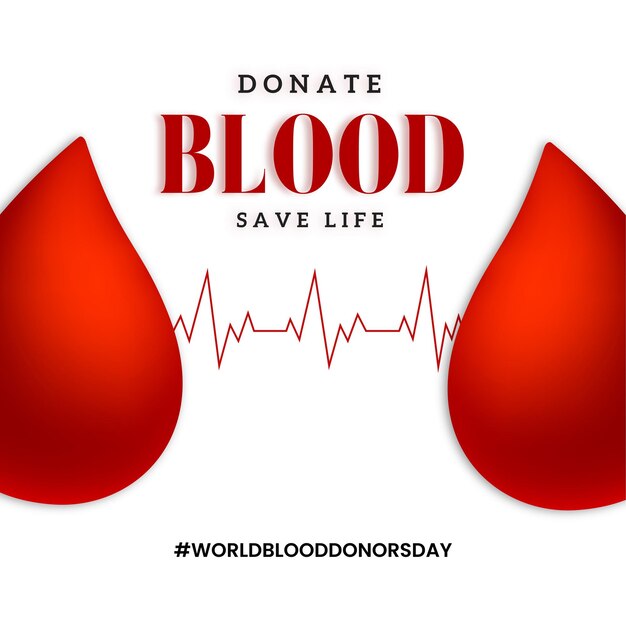 Happy World Blood Donor Day Rot Weiß Schwarzer Hintergrund Social Media Design Banner Free Vector