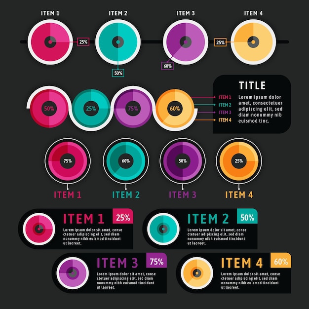 Harvey ball diagramme infografik in flachem design