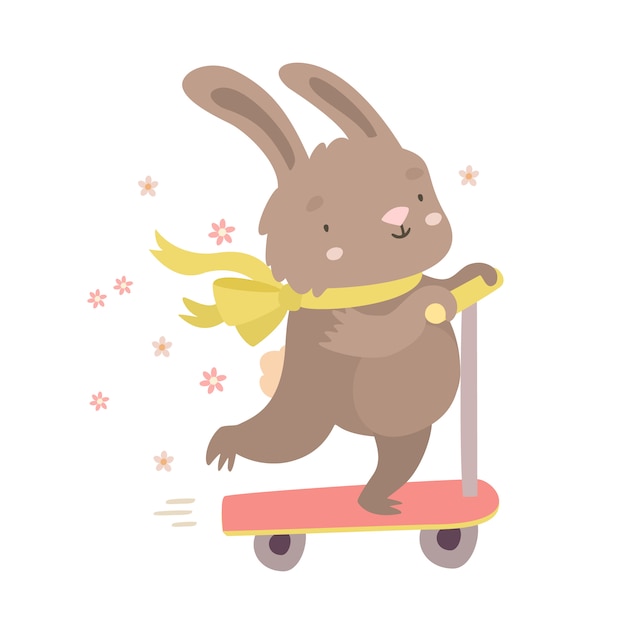 Hase auf einem roller