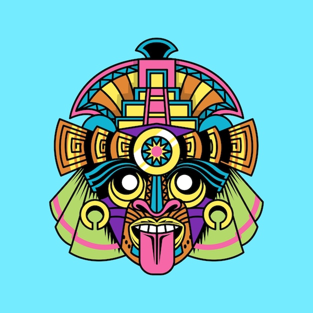 Hawaii, tiki, maske, karikatur, vektor, symbol, illustration. urlaub, natur, symbol, konzept, freigestellt, premium, flat