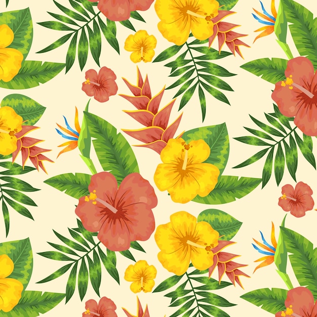 Hawaiische Hemdmusterillustration des flachen Designs