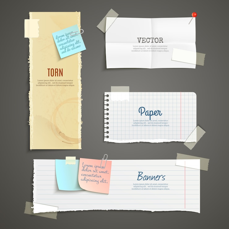 Kostenlose Vektor heftiges papier banner set