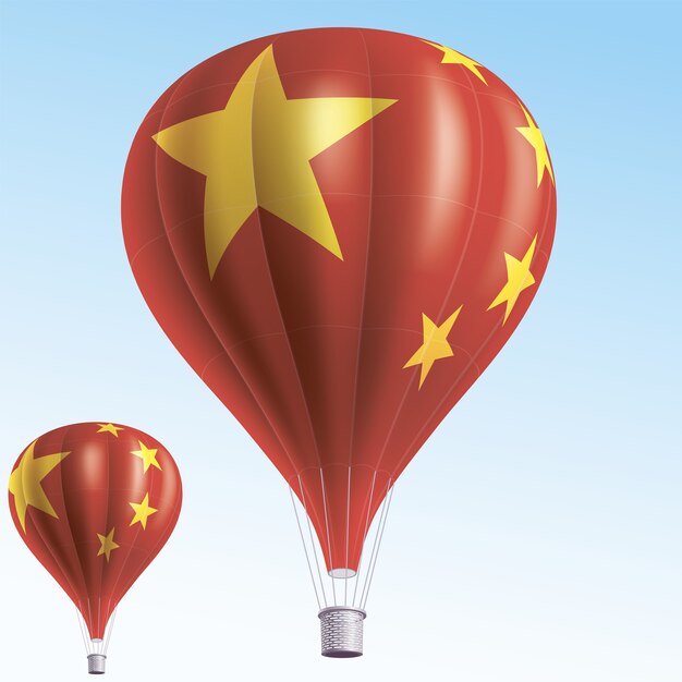 Heissluftballons Als China Flagge Gemalt Premium Vektor