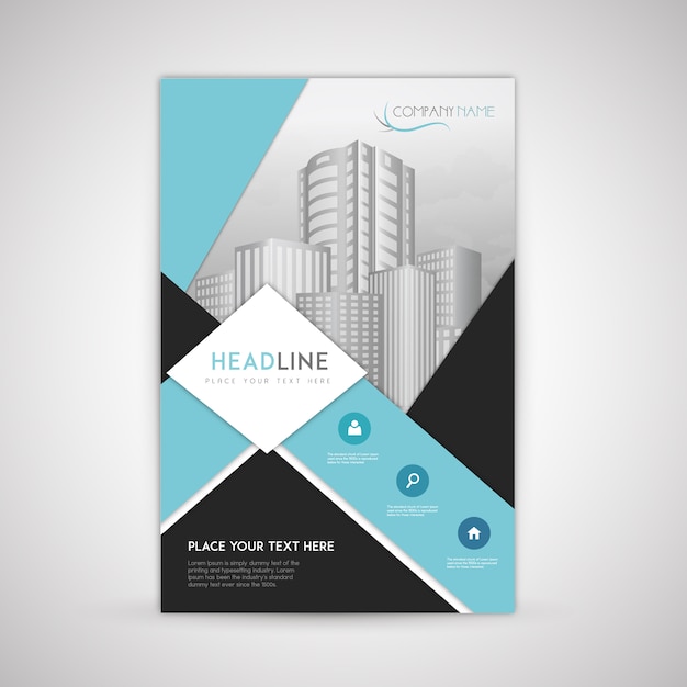 Kostenloser Vektor hellblaue business-broschüre