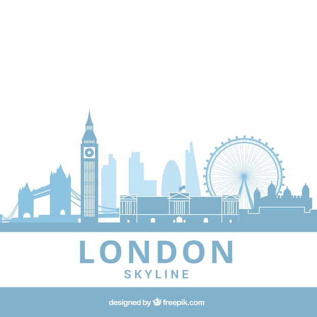 Hellblaue skyline von london Premium Vektoren
