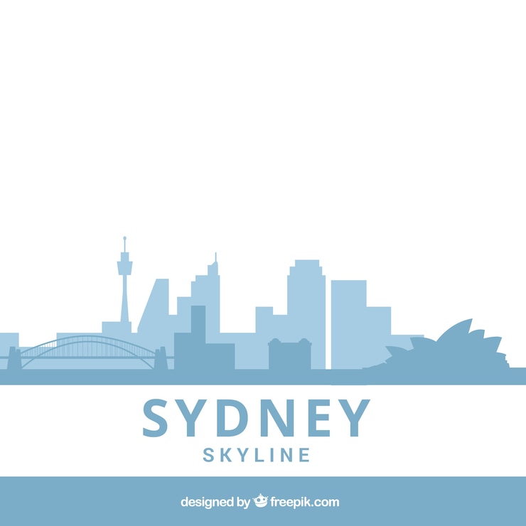 Kostenlose Vektor hellblaue skyline von sydney
