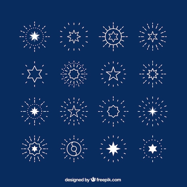 Kostenloser Vektor hellblaue sterne und sunbursts