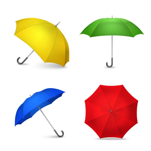 Helle bunte Regenschirme 4 realistische Bilder
