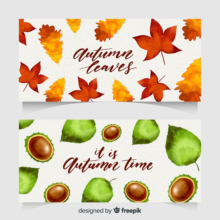 Kostenlose Vektor herbst banner in aquarell-stil