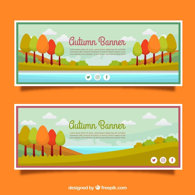 Herbst banner mit landschaft