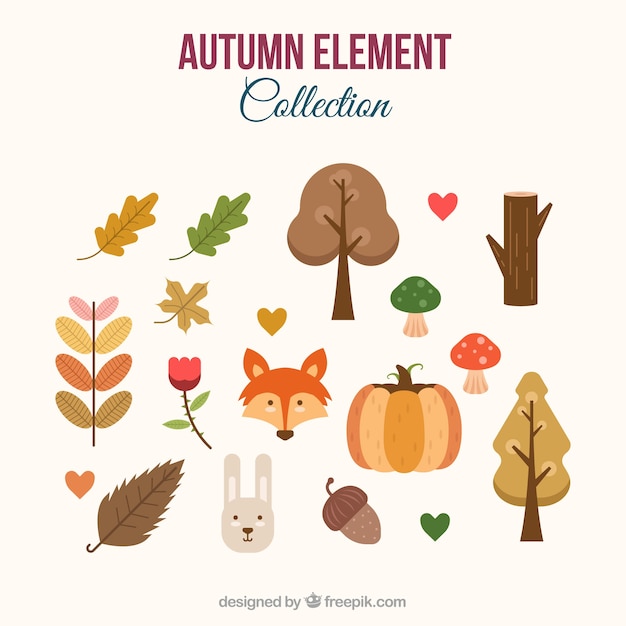 Herbst-elemente mit lustigem stil