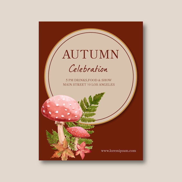 Herbst motto poster mit pflanzen