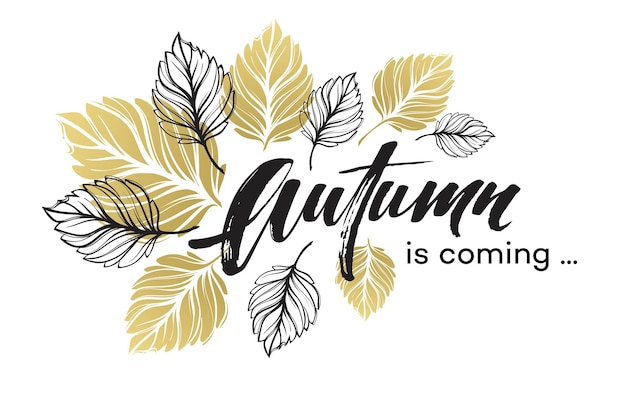 Herbsthintergrunddesign mit goldenem und schwarzem herbstlaub. vektorillustration eps10