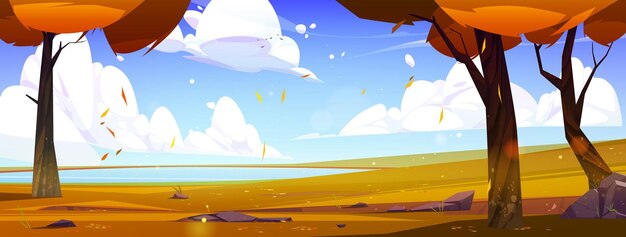 Herbstlandschaft mit See und Bäumen
