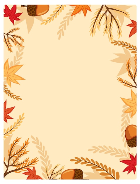 Herbstliche aframe-randvorlage mit ahornblättern und eichel