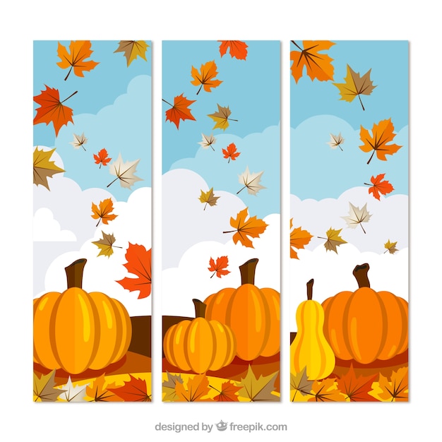 Herbstliche banner mit kürbissen