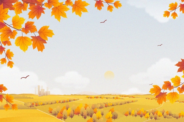 Herbstlicher Hintergrund des flachen Entwurfs