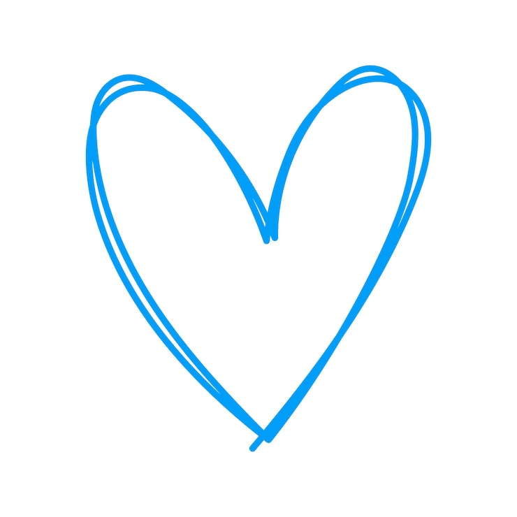 Kostenlose Vektor herz doodle blau